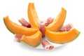 Plate of sliced Ã¢â¬â¹Ã¢â¬â¹ham and melon Royalty Free Stock Photo
